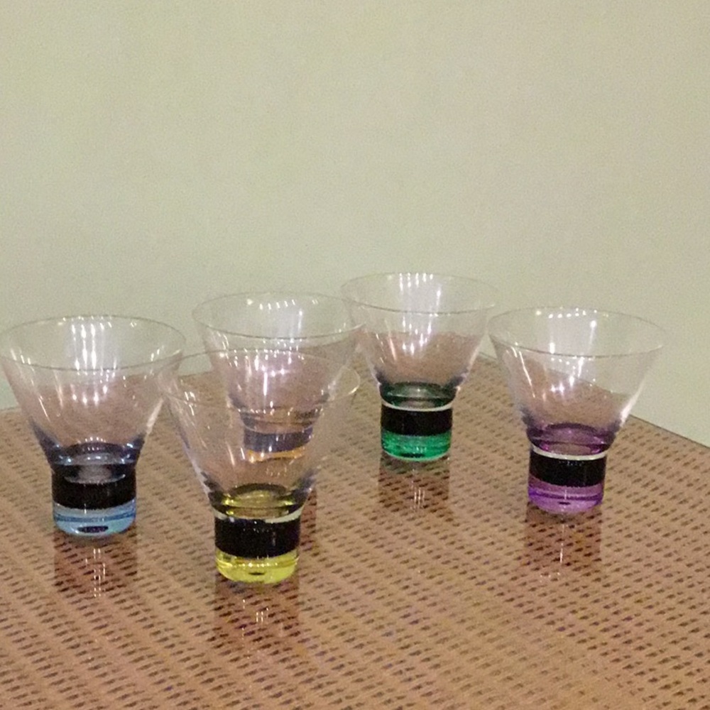 Colorful Set of 5 Martini Glasses
